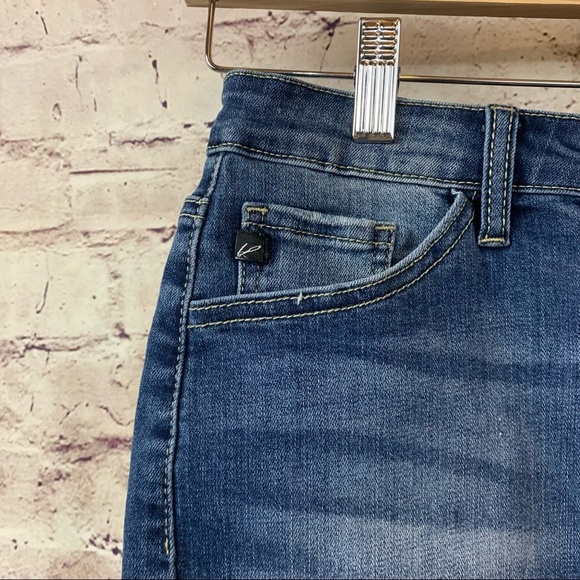 KanCan Light Wash Raw Hem Denim Mini Skirt - Picture 4 of 10